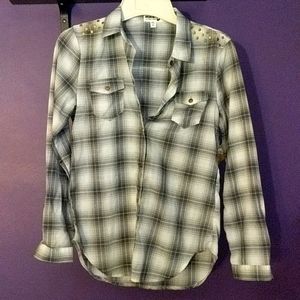 Dream out loud grey and white check shirt